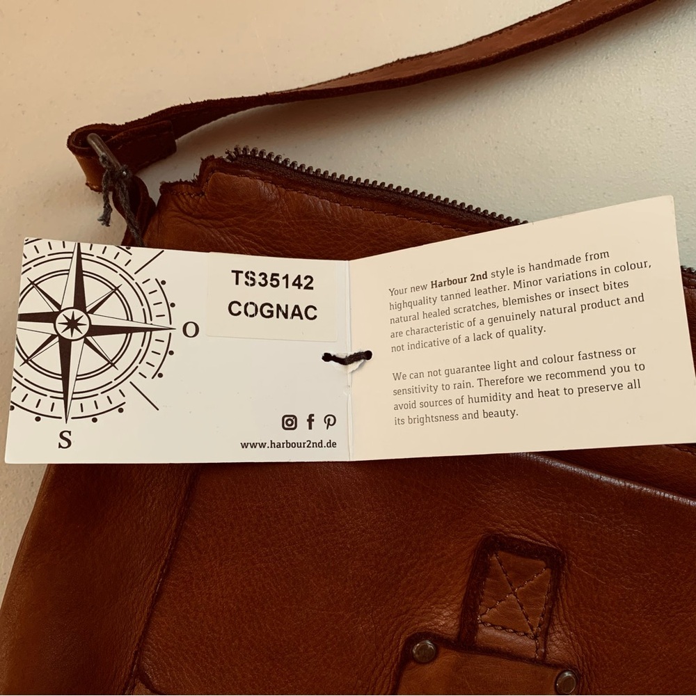 NWT Harbour 2nd Genuine Cognac  Leather Crossbody Medium  Bag - Picture 12 of 13